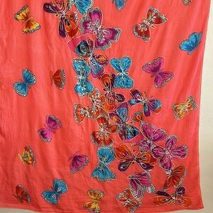 Butterfly Sequin Print Scarf, Pareo or Wall Decor